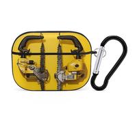 Yellow Two Chainsaws AirPods Pro 2 Case Cover, Shockproof Hard Shell Protective Case for Women Men, Compatible with Airpod Pro Case 2nd/1st Generation with Keychain-Black