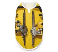 Yellow Two Chainsaws Dog Shirt Quick Dry Breathable Pet T-Shirt Soft Stretchy Sleeveless Vest Dog Apparel S
