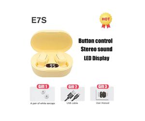 (Yellow) TWS E7S Fone 5.3 Bluetooth Earphones Wireless Headphones Noise Cancelling Earbuds with Mic Wireless Bluetooth Headset for Xiaomi