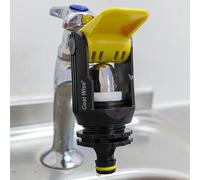 Yellow Universal Kitchen Tap Adaptor with Quick Click-Lock Connector - Fits Most Indoor Taps, Easy Hose Attachment, Leak-Free, Durable Plastic, Compatible with Hozelock & Gardena Systems