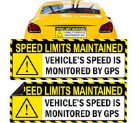 Yellow Vehicle Speed Monitored by GPS Vinyl Magnet Label 10"x3.5" Highly Reflective Speed Limits are maintained Sticker 2 Pack Car Safety Caution Sign