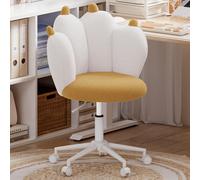 (Yellow) Velvet Cat Paw Desk Chair, Height Adjustable Cute Swivel Vanity Chair with Upholstered for Home Office Bedroom Kids