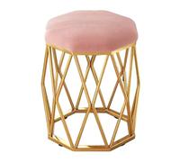 Yellow Velvet Round Makeup Vanity Stool, Footrest for Living Room & Couch, Stylish Metal Legs, Chic 32x41cm Accent Furniture