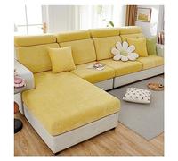Yellow Velvet Stretch Sofa Cushion Cover for 3 Seater Couch 2 Cushion Slipcovers for Sectional Sofa Single Size (1 Piece)