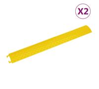 vidaXL 2-Pack Cable Protector Ramps - Yellow PVC Outdoor Cord Cover - Modular Design, High Visibility, Durable - Suitable for Wire, Hose, Tube Protection