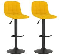 (yellow) vidaXL Bar Stools Kitchen Bar Chair Counter Stool Bistro Chair 2 pcs Velvet