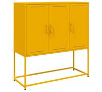 (yellow) vidaXL Highboard Sideboard Side Cabinet Storage Cupboard Mustard Yellow Steel
