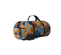 Yellow Vintage Bohemian Abstract Mandalas Geometric Sports Bag Tote Bag Waterproof Gym Bag with Shoulder Strap Zipper 2 Side Pockets for Men and Women, Travel and Storage Shoulder Bag.
