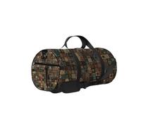 Yellow Vintage Boho Abstract Floral and Mandala Sports Bag Tote Bag Waterproof Gym Bag with Shoulder Strap Zipper 2 Side Pockets for Men and Women, Travel and Storage Shoulder Bag.