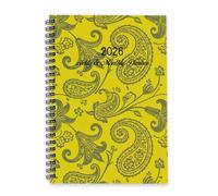 Yellow Vintage Floral 2026 Diary A5 To Do List Notebook Personal Planner 2026 Wellness Journal for Women Diary Notebook for Student Week To View Monthly Year Planner with Dotted Line Note Page Slim