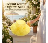 (Yellow) Vintage Pearl Wedding Hat with Floral Mesh