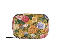 Yellow Vintage Rose First aid Bag with Detachable Compartments Convenient Pill Organizer Large for Purse