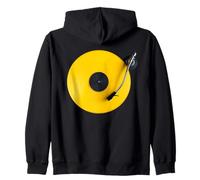 Yellow Vinyl Record, Retro Design, Turntable DJ, Pop Zip Hoodie