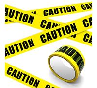 Yellow Warning Tape, CAUTION Barricade Safety Tape with Bold Black Font Text,Maximum Readability Hazard Distancing Sign for Workplace Danger Areas Halloween Decorations, 1.89in x 82.02ft Self-Adhesive