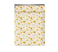 Yellow Watercolor Flowers Book Lovers Gifts Waterproof Floral Book Sleeve Book Pouch Book Protector with Zipper and Front Pocket Book Cover Case for Women Bookworm Book Accessories Book Club Gifts