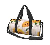 Yellow Watercolor Sunflowers On Old Letters Travel Duffel Bags Gym Sports Luggage Large Travel Tote Bag Overnight Weekend Bags for Man and Women