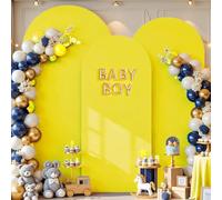 Yellow Wedding Arch Cover (7.2FT, 6.6FT, 6FT) Set of 3 Arch Covers Stretchy Backdrop Spandex Fitted Chiara Backdrop Stands Cover for Birthday Party Baby Shower Wedding Arch Stand Decoration