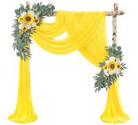 Yellow Wedding Arch Draping Fabric 4 Panels 20Ft Length x 28" Width Arch Drapes Chiffon Fabric Sheer Curtains Backdrop for Party Bridal Decorations Wedding Ceremony Ceiling Stage Reception Decor