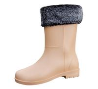 Yellow Wellies Ladies Rain Boots Gardening Shoes Women My Comfy Boots for Women Spring Summer Autumn and Winter Mid Tube Plus Velvet Cotton Removable and Washable Outdoor Fashion Work Fishing Car Wash