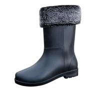 Yellow Wellies Ladies Rain Boots Gardening Shoes Women My Comfy Boots for Women Spring Summer Autumn and Winter Mid Tube Plus Velvet Cotton Removable and Washable Outdoor Fashion Work Fishing Car Wash