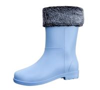Yellow Wellies Ladies Rain Boots Gardening Shoes Women My Comfy Boots for Women Spring Summer Autumn and Winter Mid Tube Plus Velvet Cotton Removable and Washable Outdoor Fashion Work Fishing Car Wash