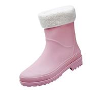 Yellow Wellies Ladies Waterproof Ankle Boots Women Gardening Shoes Suede Boots Women Short Rain for Womens Ankle Rainboot Garden Boot Ladies Rubber Outside Work with Comfort Tartan for (Pink,6)