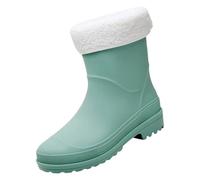 Yellow Wellies Ladies Waterproof Ankle Boots Women Gardening Shoes Suede Boots Women Short Rain for Womens Ankle Rainboot Garden Boot Ladies Rubber Outside Work with Comfort Tartan for (Green,6.5)