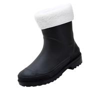 Yellow Wellies Ladies Waterproof Ankle Boots Women Gardening Shoes Suede Boots Women Short Rain for Womens Ankle Rainboot Garden Boot Ladies Rubber Outside Work with Comfort Tartan for (Black,6.5)
