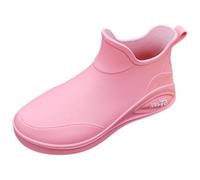 Yellow Wellies Ladies Waterproof Ankle Boots Women Mens Rain Shoes Men’S Boots Shoes Rain Fishing Ankle Non Slip Rubber Garden for Gardening Boating Camping Sailing Fishing All Water Proof (Pink,7.5)