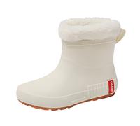 Yellow Wellies Ladies Waterproof Boots Garden Shoes Mid Length Rain Boots Mid Barrel Rain Student Warm Non Slip Wear Plus Velvet Water Shoes Rubber Mens Warm (D,6)