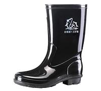 Yellow Wellies Ladies Waterproof Boots Gardening Shoes Alder Boots Men Mid Rain Rainboots Rubber for Garden Man Rain Footwear Shoes M 10 (Black,8)