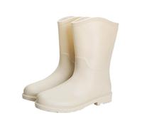 Yellow Wellies Waterproof Womens Boots Garden Shoes Women Size 11 Boots Women Mid Calf Rain Garden Shoes Anti Slipping Fashion Rubber Out Work Rain Latex(White,4.5)