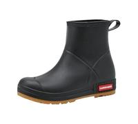 Yellow Wellies Womens Waterproof Boots Gardening Shoes Women Above The Rim Shoes Women Rain Boots Work Ankle Rubber Non Slip Garden Car Wash Footwear for Gardening Fun Rain (Black,4)