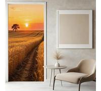 Yellow Wheat Field Door Stickers for Interior Doors Rural Fields 3D Door Sticker Murals Decals Wallpaper Self Adhesive Waterproof Poster for Bedroom Living Bathroom 80x200 cm f-399