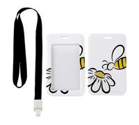 Yellow White Bee Daisy Badge Holder with Black Lanyard, Key Card Holder, Vertical ID Cards Protector for Driver, Vertical Cards Protector for Worker, Teacher Stuff Bus Driver Accessories