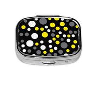 Yellow White Black Polka Dot,Meta Pill Box 2 Compartment Medicine Case,Portable Organizer,Rectangle Meta Portable Organizer Pill Box 2291 Compartment Medicine Case