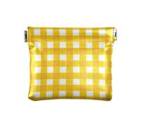 Yellow White Check Women PU Leather Coin Purse Convenient Cash Coin Purse for Women Ladies, Yellow white check, One Size, Print Art