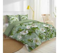 Yellow & White Flowers, Intertwining Stems Printed Duvet Cover Set Fresh, Natural, Countryside Breathable & Stylish Comforter Cover 59" x 79" (150 x 200 cm), Soft Microfiber Bedding Sets