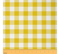 Yellow White Gingham Fabric by The Yard Geometric Checkered Soft Flannel Polyester Sewing Fabric Striped Grid No Stretch Durable Material for DIY Art Craft Making 1 Yard Pre-Cut,36" L x 59" W