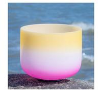 Yellow-White Pink Crystal Singing Bowl for Yoga, Sound Bowl for Stress Relief, Music Bowl for Sound Therapy, 6/7/8/9/10/11/12 inches (11 inch)
