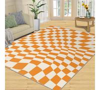 Yellow White Plaid Home Decoe Rug， Modern Geometric Anti-Slip Washable Rugs， Yellow Geometric Lattice Squares Apply To Living Room Bedroom (60x90cm)