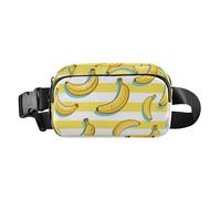 Yellow White Striped Fruit Banana Trendy Crossbody Bag Waist Packs for Women Men Waterproof Sling Bag Travel Accessory with Adjustable Strap for Travel Running Hiking