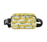 Yellow White Striped Fruit Banana Trendy Waist Pack Crossbody Bag for Men Women Small Zipper Fanny Pack Sling Bag with Adjustable Strap for Travel Running Hiking