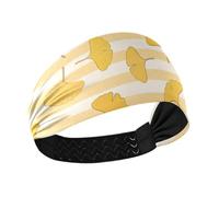 Yellow White Striped Ginkgo Biloba Leaf Moisture Wicking women's fashion headbands Elastic wide head bands for women's hair for make up Yoga Football bandas elásticas para el cabello