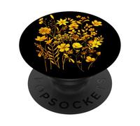 Yellow Wildflower Graphic Botanical Bouquet Vintage Floral PopSockets Adhesive PopGrip
