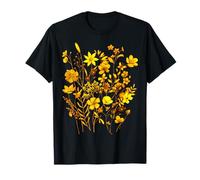 Yellow Wildflower Graphic Botanical Bouquet Vintage Floral T-Shirt