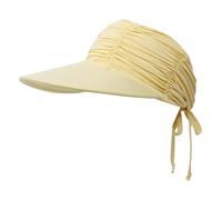 (Yellow) Womens Sun Visor Hat Wide Brim Ice-Feel Material UV Protection Summer Topless Beach Hat Foldable Quickly-Dry Sun Protection Beach Sport Cap