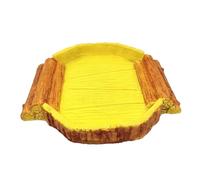 Yellow Wood Grain Reptile Water Bowl Natural Rock Resin Bathing Pool for Tortoises Lizards Geckos and Spiders Leopard Herman Tortoise Soaking Dish
