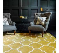 Yellow Wool Handmade Luxurious Modern Easy To Clean Geometric Rug For Dining Room Bedroom And Living Room-200Cm X 290Cm