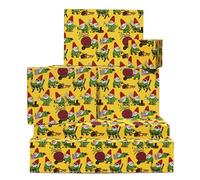 Yellow Wrapping Paper - Gnome Life - 6 Sheets Gift Wrap For Birthday Christmas - Includes Tags - Recyclable - Funny Gift Wrap For Mum Dad Nana Grandfather Uncle Auntie